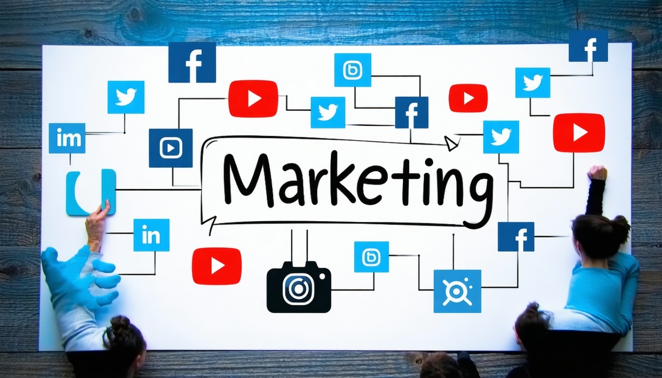 Social media marketing strategy illustration